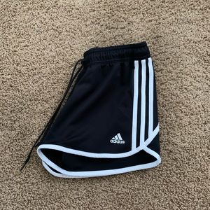 Black and white adidas shorts